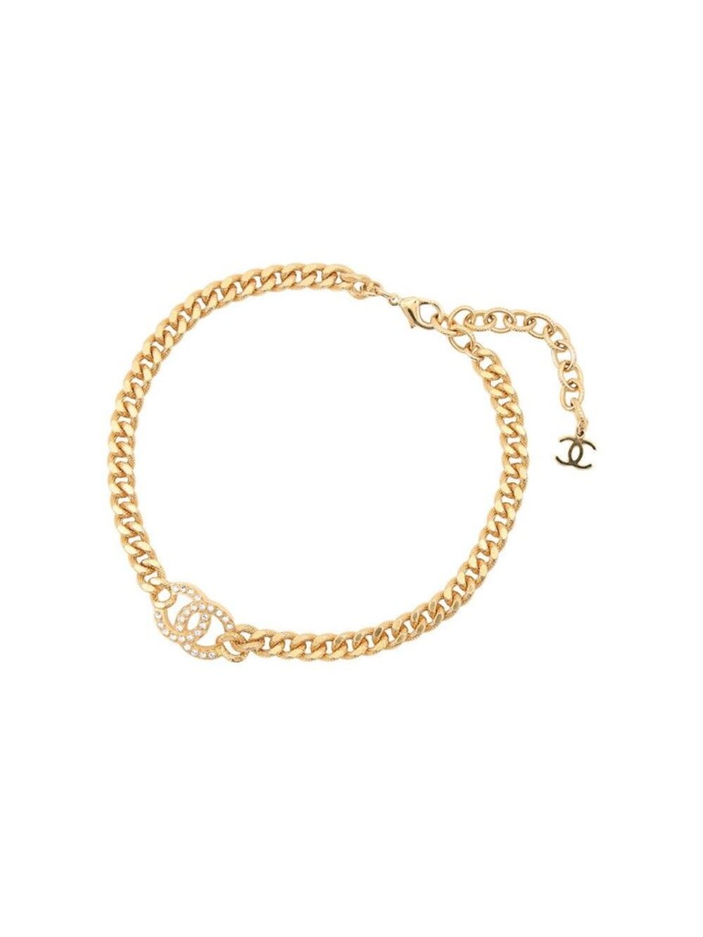 Chanel Necklace CC Logo Rhinestone a Choker